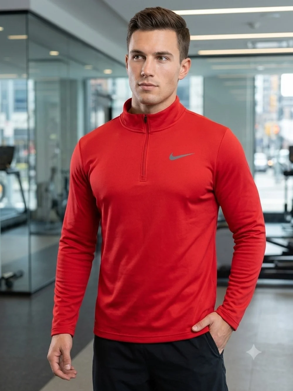 Nike Dri-fit Men’s Red Quarter-Zip Pullover Performance Top Size XL
